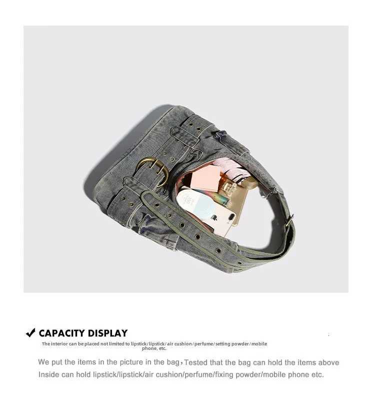 2025 new y2k washed denim bag womens bag texture armpit bag casual versatile bag diagonal cross bag Z250903
