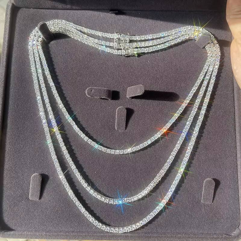 Custom Pass Diamond Tester 3mm 4mm Luxury Diamond Moissanite Vvs Tennis Chain