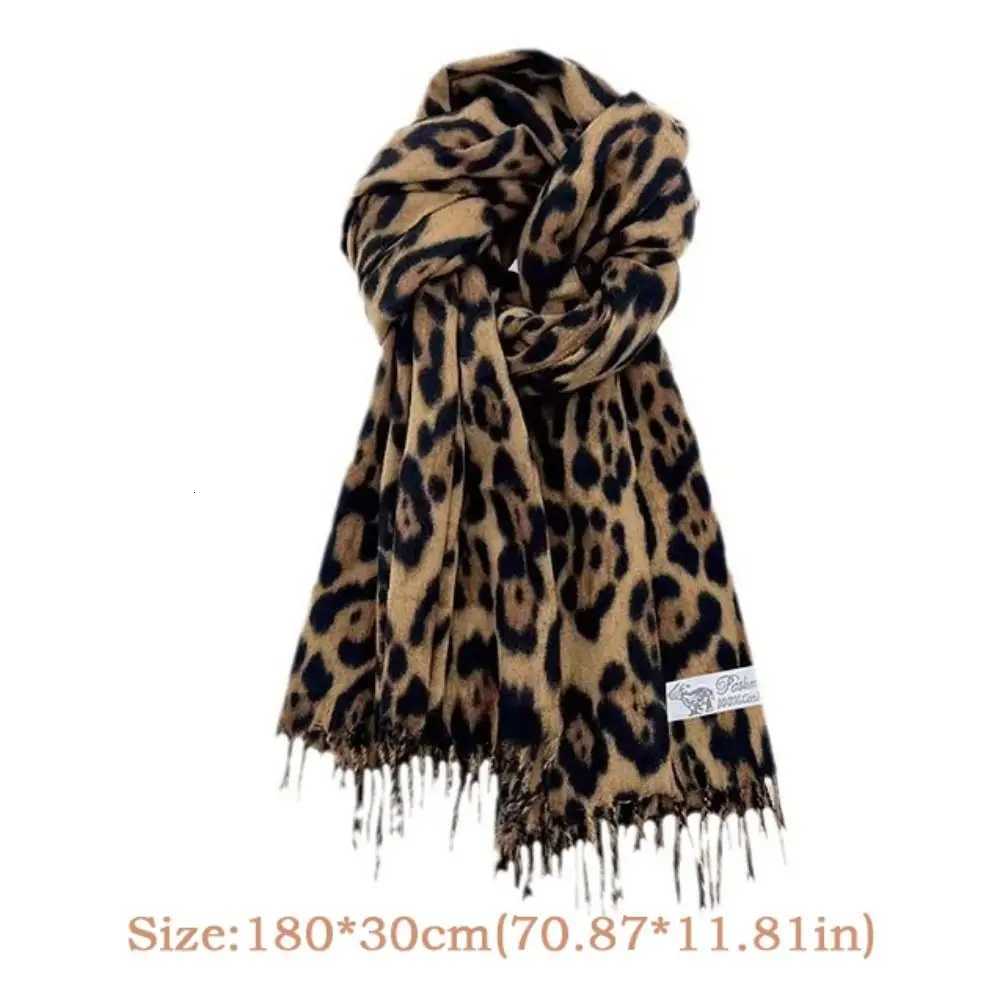 Sexy Leopard Tassels Shl Imitation Cashmere Thickened Foulard Hijabs Windproof La Scarves Wrs Neck WarmerXJ250905