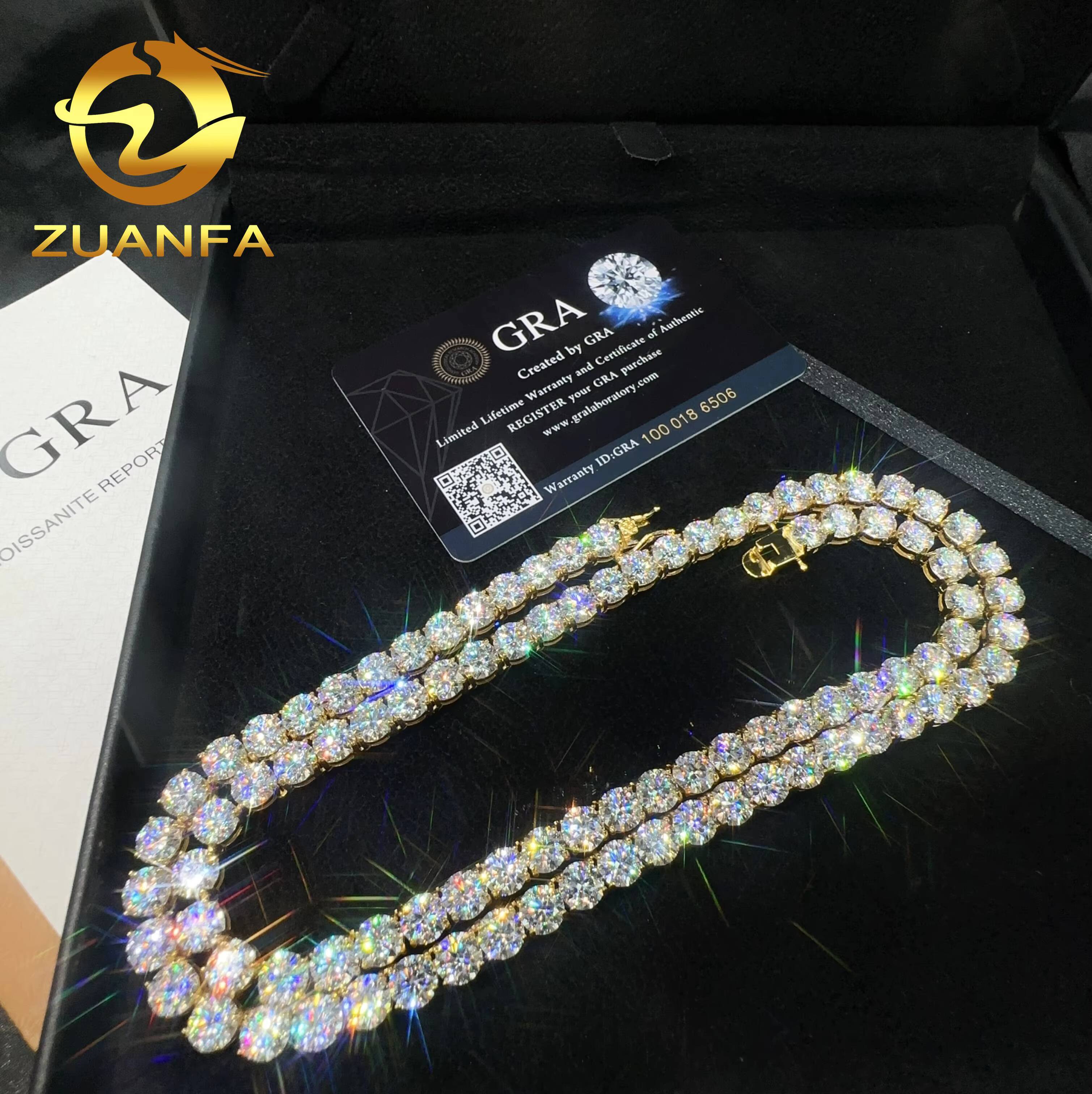 Hot Selling 65mm Moissanite Tennis Chain Pass Diamond Test Round Brilliant Cut 925 Silver Tennis Necklace Chain