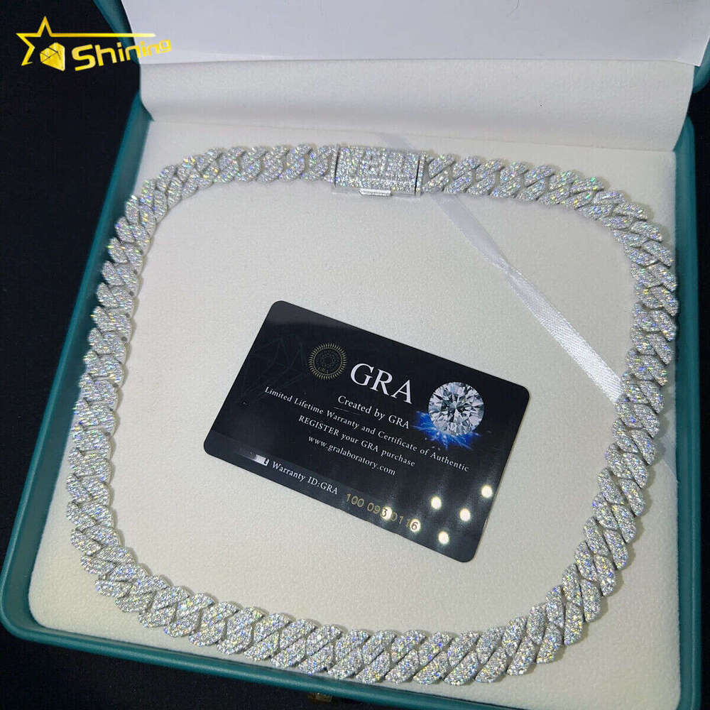 Pass Tester VVS Moissanite Laboratory Sier Necklace and Hip-Hop Iced Jewelry 10mm Cuban Chain