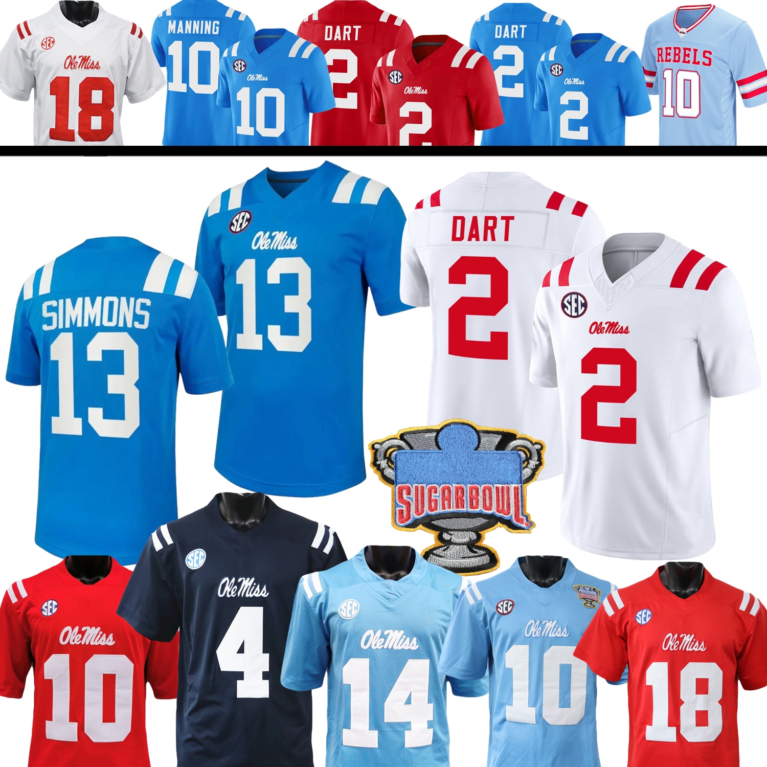 Ole Miss Rebels College Football Jersey Luke Hasz Austin Simmons Suntarine Perkins Jaxson Dart Lacy Wallace III Harris Metcalf Braxton Gushiken Wright Harris