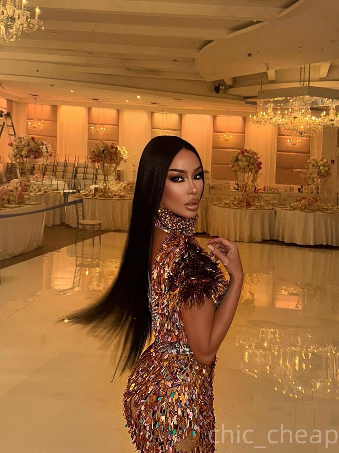 Aso Ebi Gold Sheath Prom Dresses 2025 Sequined Crystals High Split Evening Formal Party Second Birthday Engagement Gowns Plus Size Dress For Special O