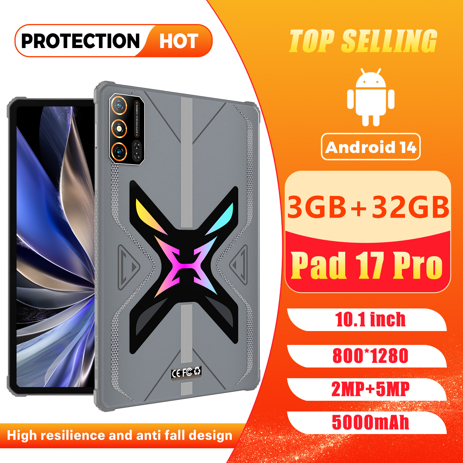 Tablette PC Pad 17 Pro, 3 go + 32 go, système Android, étude des appels, ordinateur de bureau portable, smartphone, écran tactile deux en un