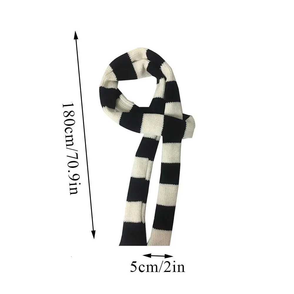 Red Stripe Soft Knitted Scarf Y2K Harajuku Knitted Long Scarves Korean Thick Warm Scarf Woman Decorative Neck Tie NeckerchiefXJ250905