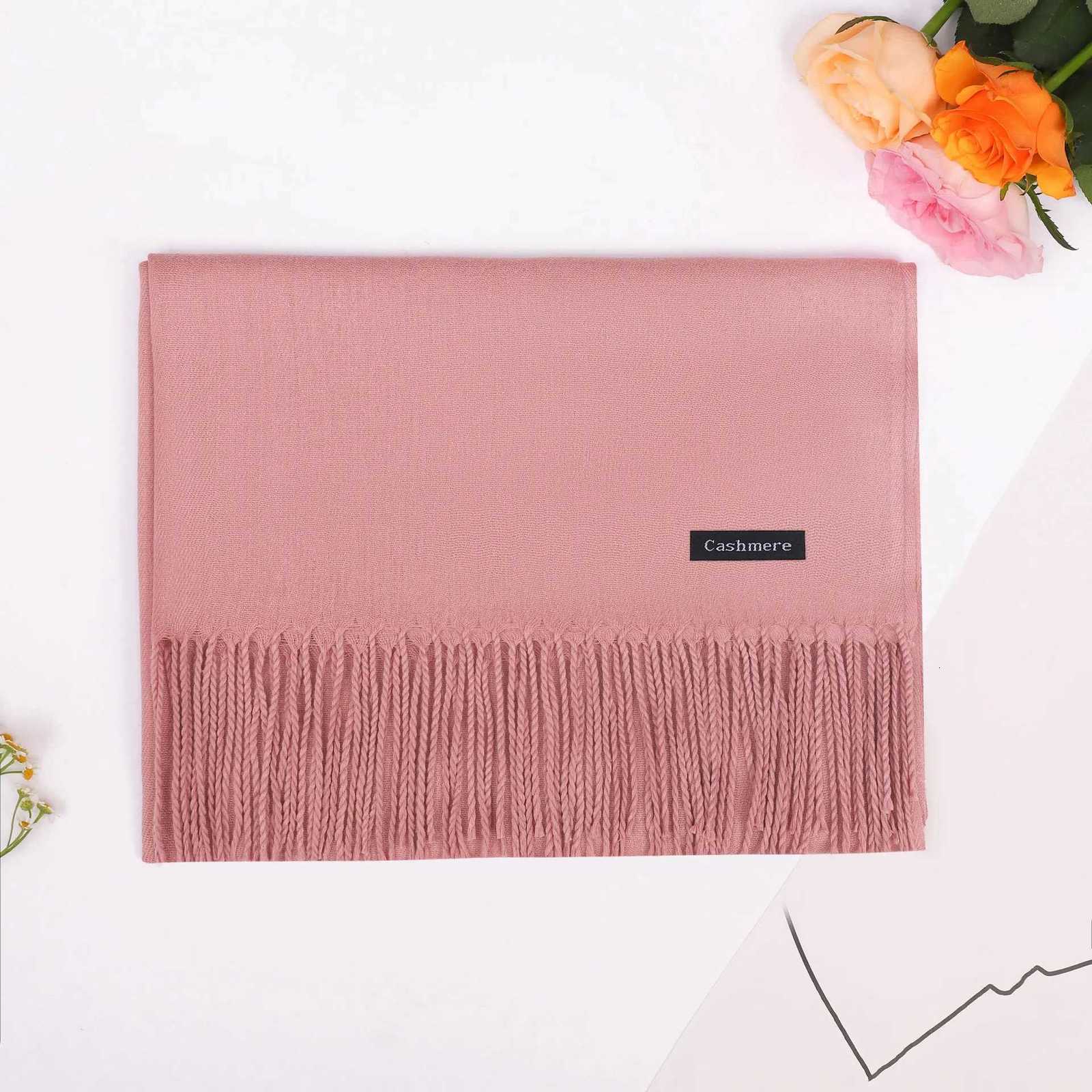 Multicolor autumn and winter solidcolor scarf womens singlecolor faux cashmere scarf fringed thickened shl fashionableXJ250905