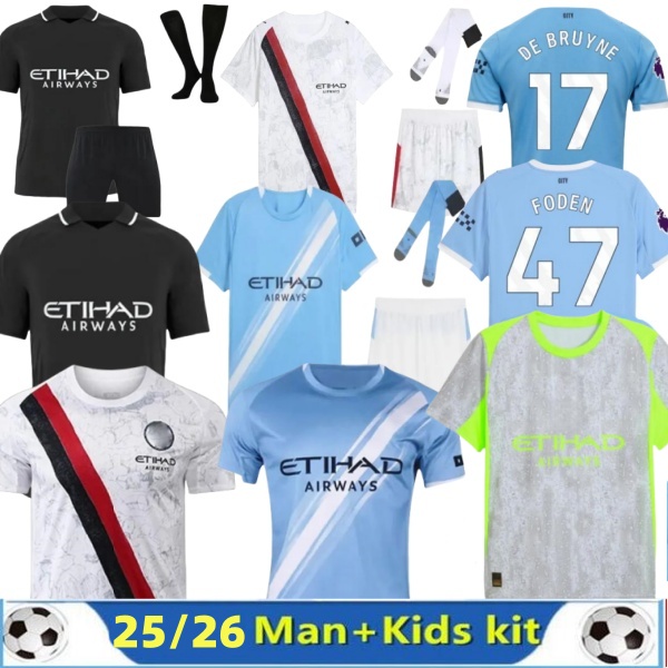S-4XL 2025 2026 HAALAND Man CityS Soccer Jerseys 25/26 Player Fans GREALISH FODEN STERLING Football Shirt DE BRUYNE GESUS BERNARDO MAHREZ Maillot Foot Men Kids Kits