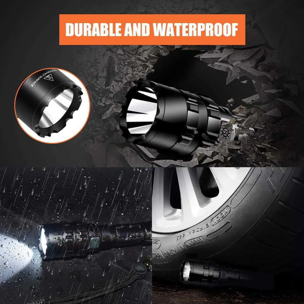 65000Lums Special Hunting Scout flashlight LED tactical glare Torch lamp USB charging waterproof fire machine gun campingXJ250905