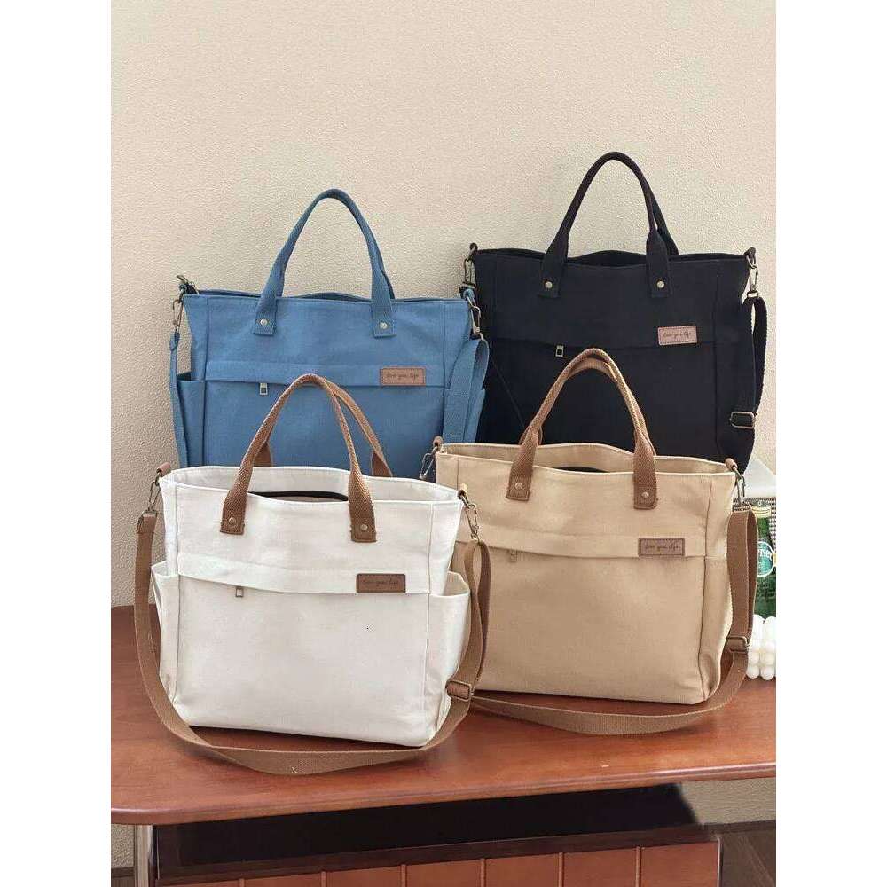 Hylhexyr Cloth Handbag Thickened Canvas Shoulder Bag Simple Commuter Student Handheld Crossbody Tote Bags With ZipperTravel storage fitness bag