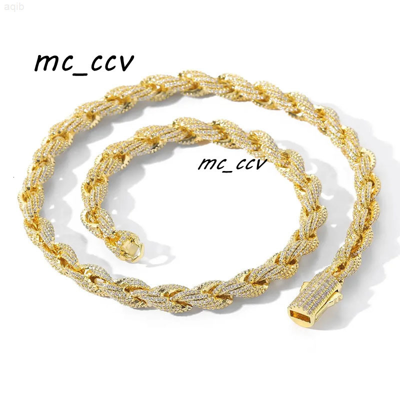 Fashion Jewelry 8mm Gold Plated 925 Sliver Moissanite Cuban Link Chain Rope Chain Necklace for Women Men