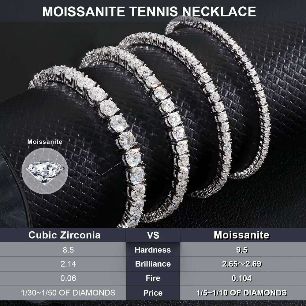 Tennis Chain Handmade Gifts 2mm 3mm 4mm 5mm Sier 14K Gold Plated Moissanite Necklace for Women Men