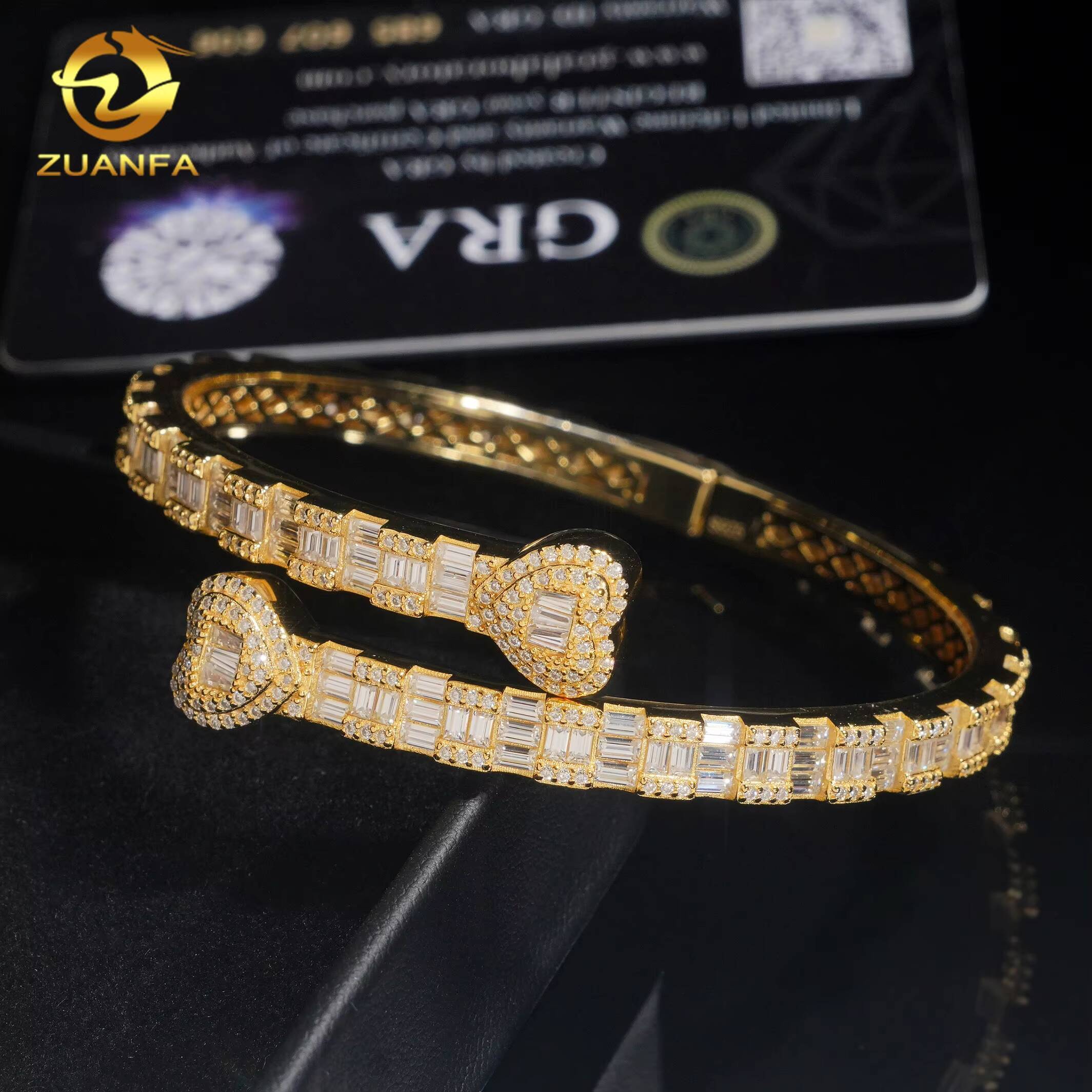 Baguette Diamond Bangle Sterling Silver 925 Iced Out Vvs Moissanite Hip Hop Bangles