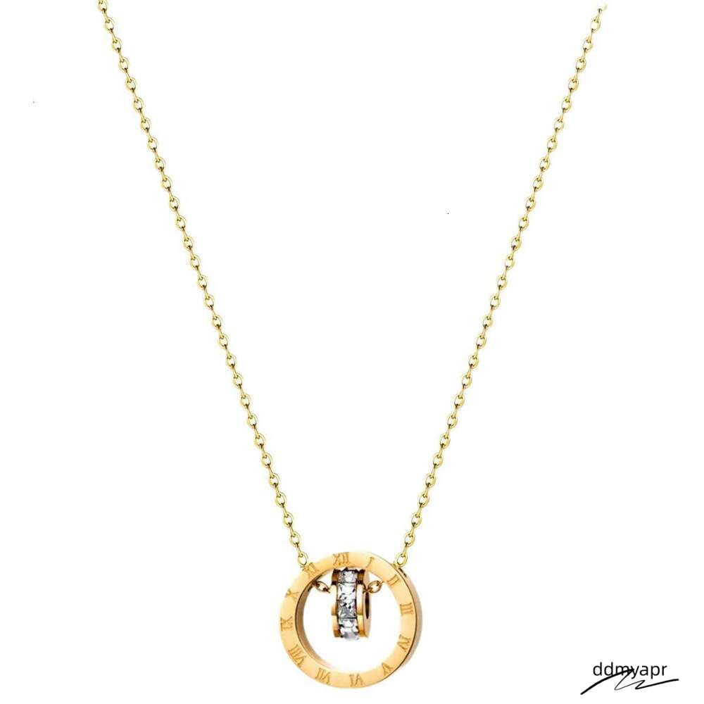 Ddmydec New Roman Double Ring Pendant Collarbone Chain Women's Fashion Slim Waist Necklace Ddmydec Ddmydec Ddmydec Ddmydec