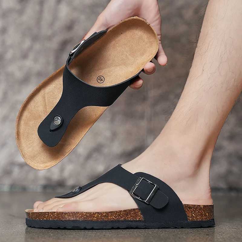 Cork slippers Mens casual comfort sandals summer Flip flop outdoor anti slip beach shoes fashion youth breathable tide slippers W250905