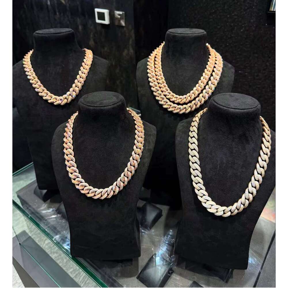 9K-14K Gold CVD Lab Dia Double Row Cuban Chain for Men Hip Hop with IGI 30% Deposit