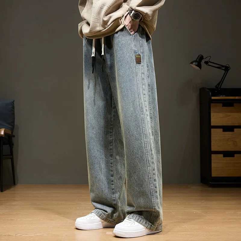 Oversized M8XL Denim Trousers For Men Loose New Denim Jeans Trendy Streetwear Baggy Pants Fashion Dropship W250905