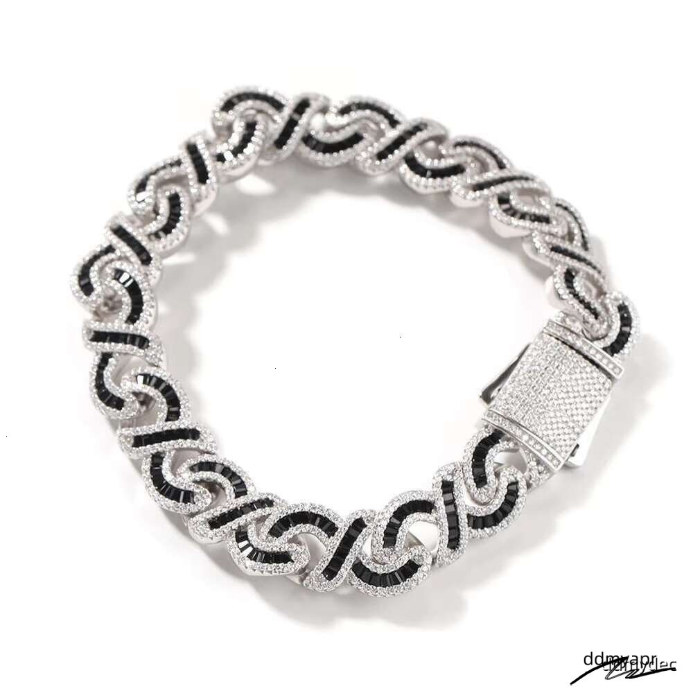 Ice Cold Stick Long Fork Set ddmydec Unlimited Chain Black Pink Square Zircon Gold-Plated Cuban Necklace Men's Jewelry ddmydec