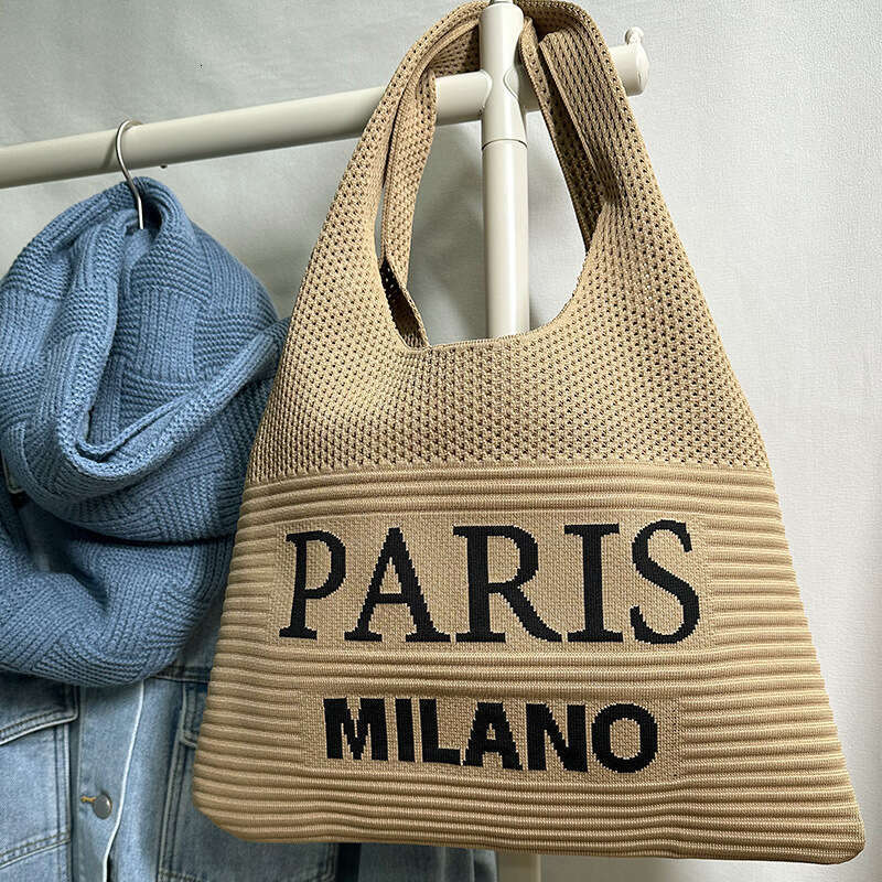 2025 New Letter Large Capacity Knitted Shoulder Casual Exquisite Handbag Versatile Commuter Tote Bag