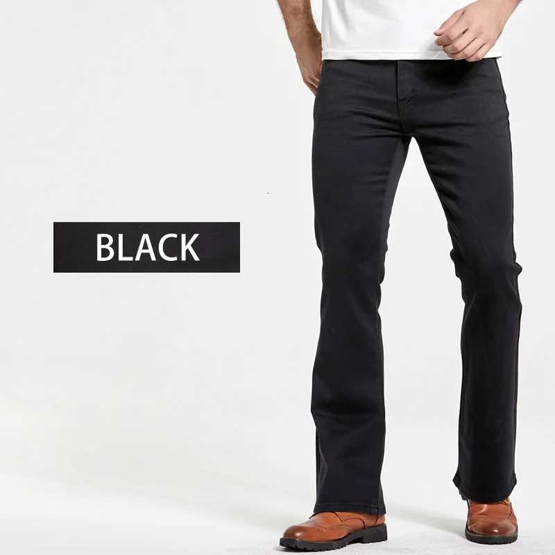 Mens Boot Cut Jeans Slightly Flared Slim Fit Blue Black Trousers Designer Classic Male Stretch Denim Pants W250905
