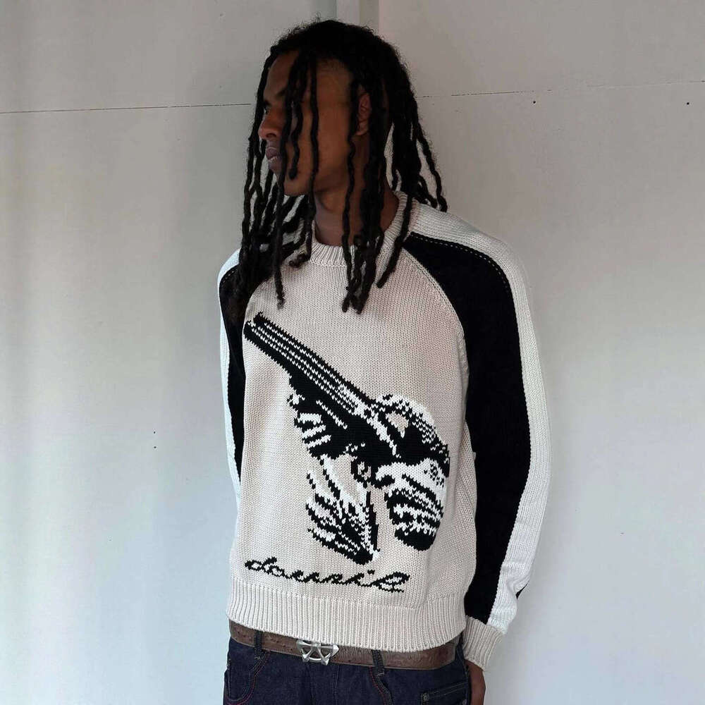 New Hip-Hop Street Knitted Men and Women Casual Jacquard Round Neck Sweater