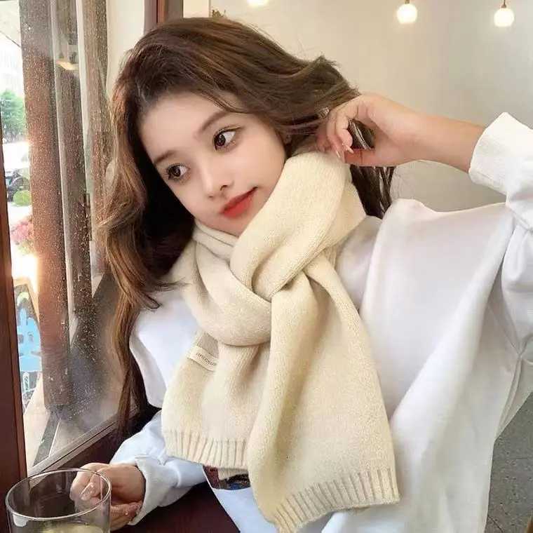 Women Tren Solid Color Knit Wool Scarf Warm Versatile for Students Couples New Autumn Winter Style Lightweight Neck WarmerXJ250905
