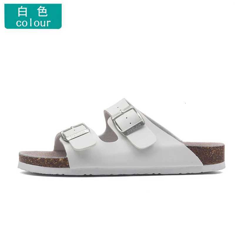 Mens Buckle Flat Bottom Cork Slippers Summer Couple Beach Slippers Casual Mens Sandals Men Shoes W250905
