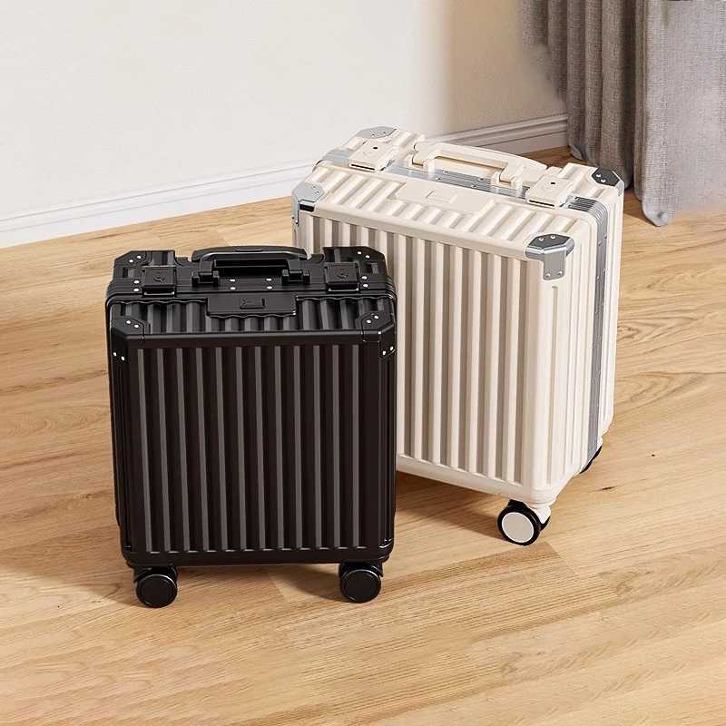 Luggage 1820 inch Small Suitcase Lightweight Carryon Cabin Suitcase Code Leather Mini Rolling Luggage 2025 New Z250905