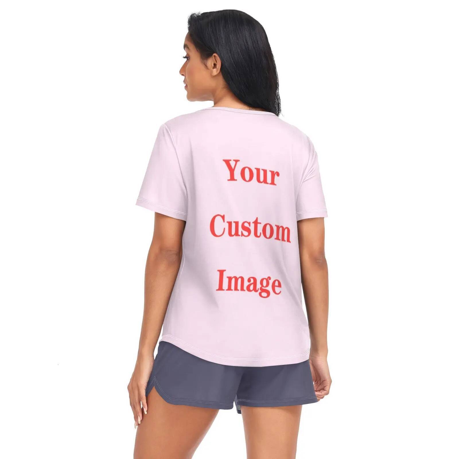 New Sleepwear Custom image Pamas for Women Long Pants Short Sleeved Summer Spring Loungewear Fashion Home Clothing Homewear