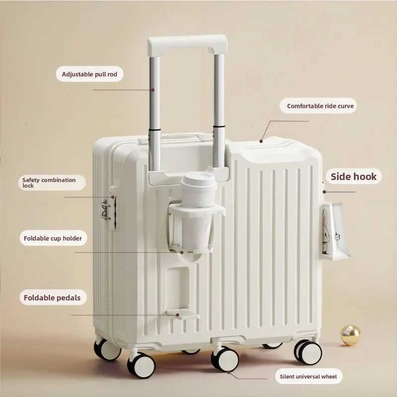 Portable Seat Luggage 20Inch 22Inch Durable Combo Lock SuiTCase Travel Storage Case Reinforced Frame Family Road Trips Z250905