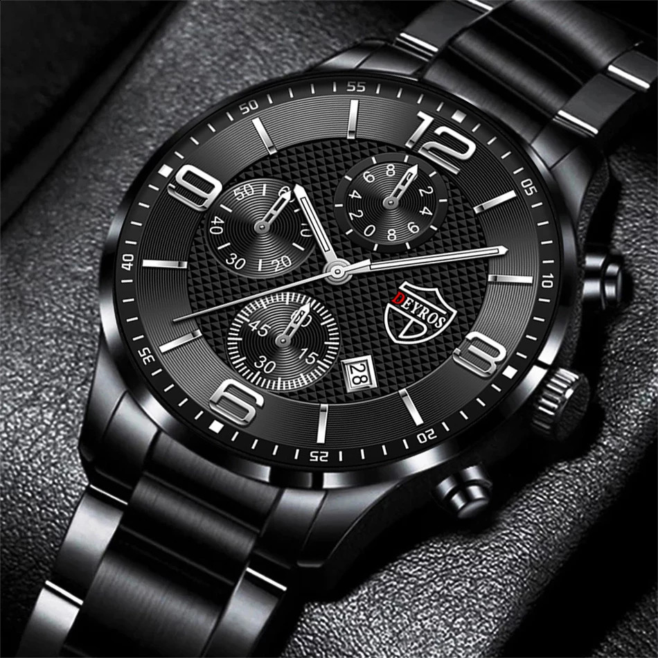 reloj hombre Business Men Watchs Stainless Steel Quartz WristWatch Male Leather Calendar Luminous Clock relogio masculino 250828