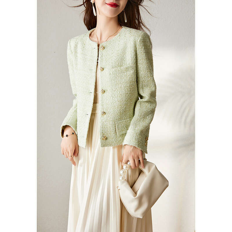 Wool Tweed And Coat New Autumn Short Candy Green Top Women's Spring Style B5