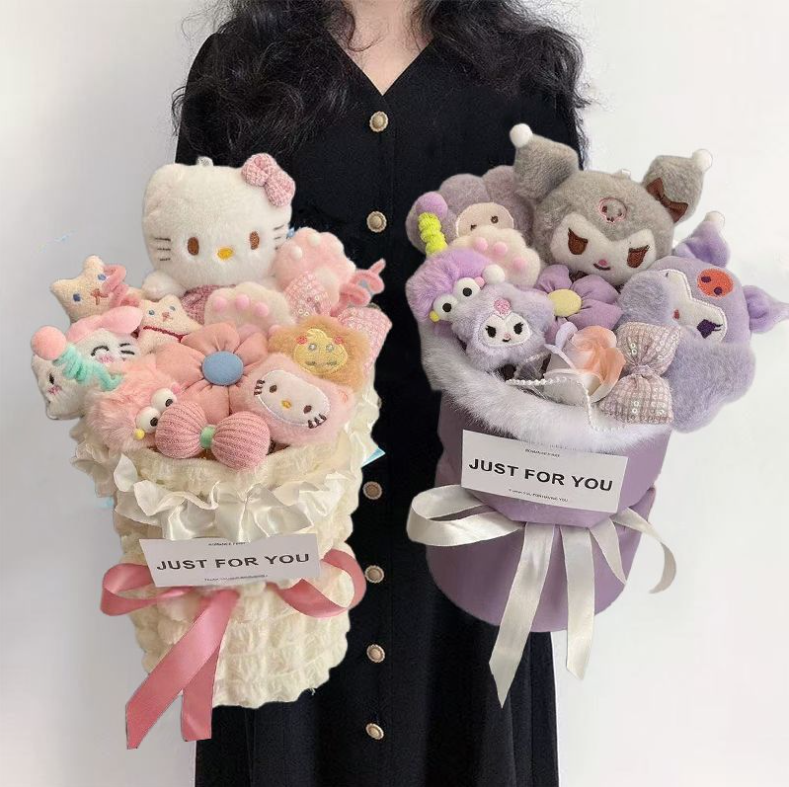 Sanrio Birthday gift for a girl, children's cartoon flower bouquet, Cinnamon Dog, Kuroi, Pouch Dog, for best friend, graduation, Children's 