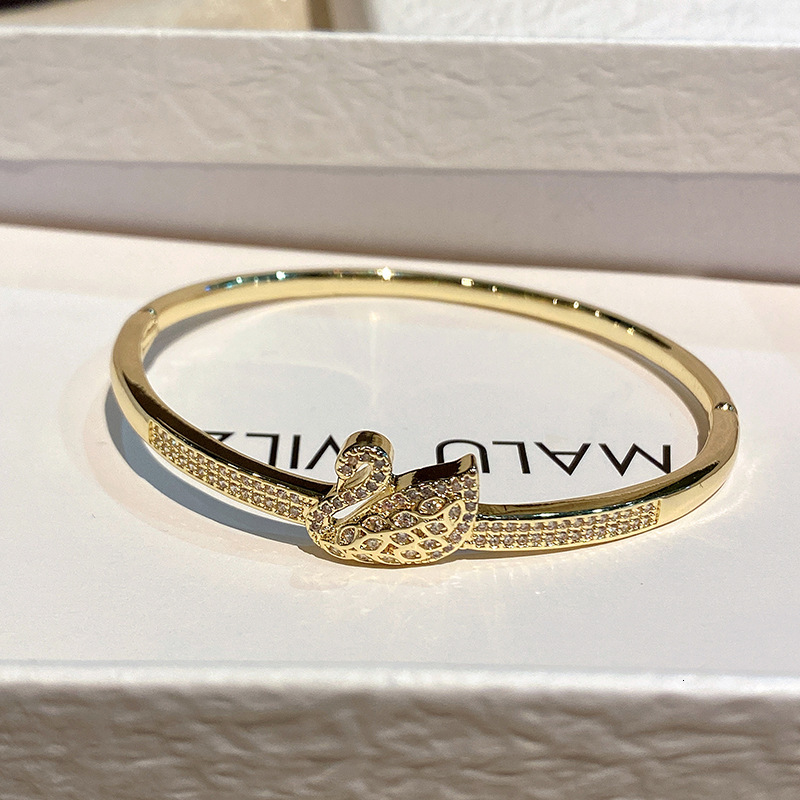 Luxury Brand Designer Jewelry European And American Trend Swan Jewelry Copper Inlaid Zircon High Version Bracelet Fashion Ins Simple Women's Vers