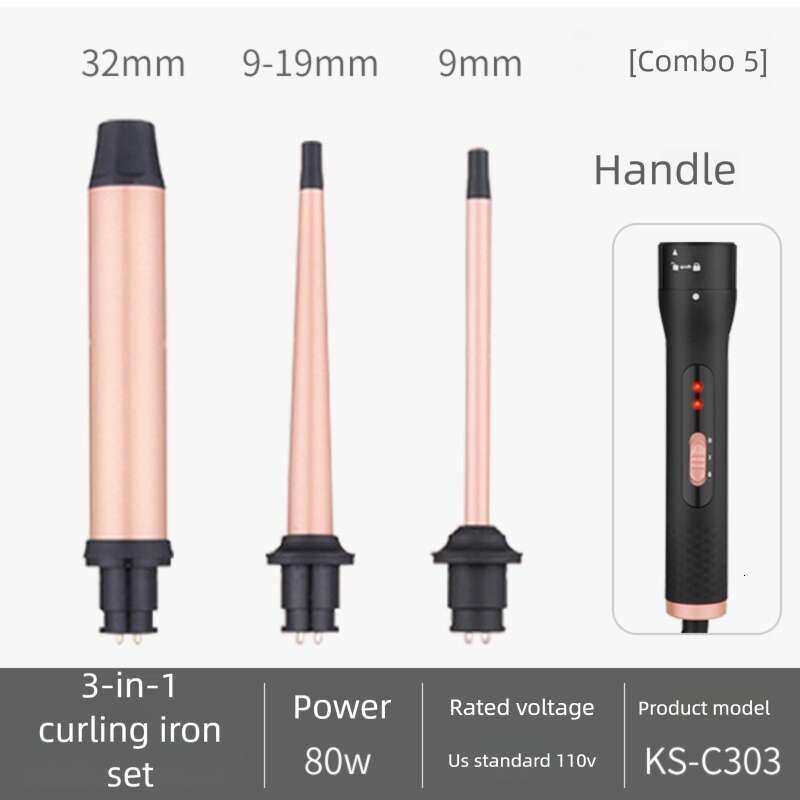 Designer's stylish multi-metal curling iron set with durable heating elements