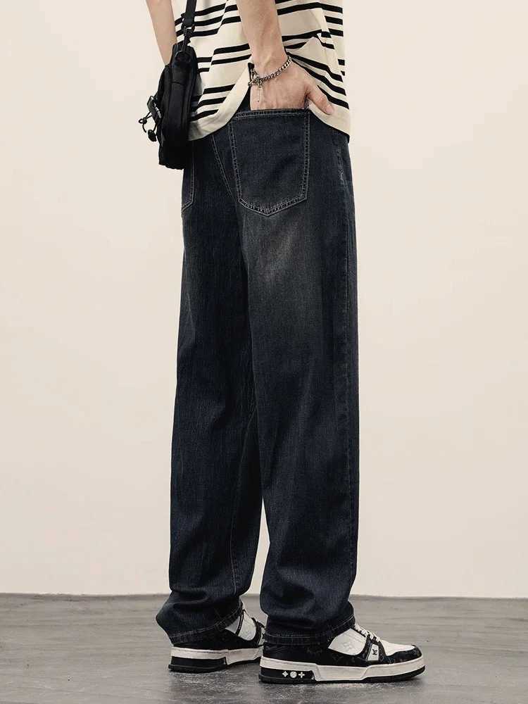 2025Spring Autumn New Men Straight Vintage Fit Jeans Casual Trousers High Quality Male Korean Fashion Baggy Wide Leg Denim Pants W250905