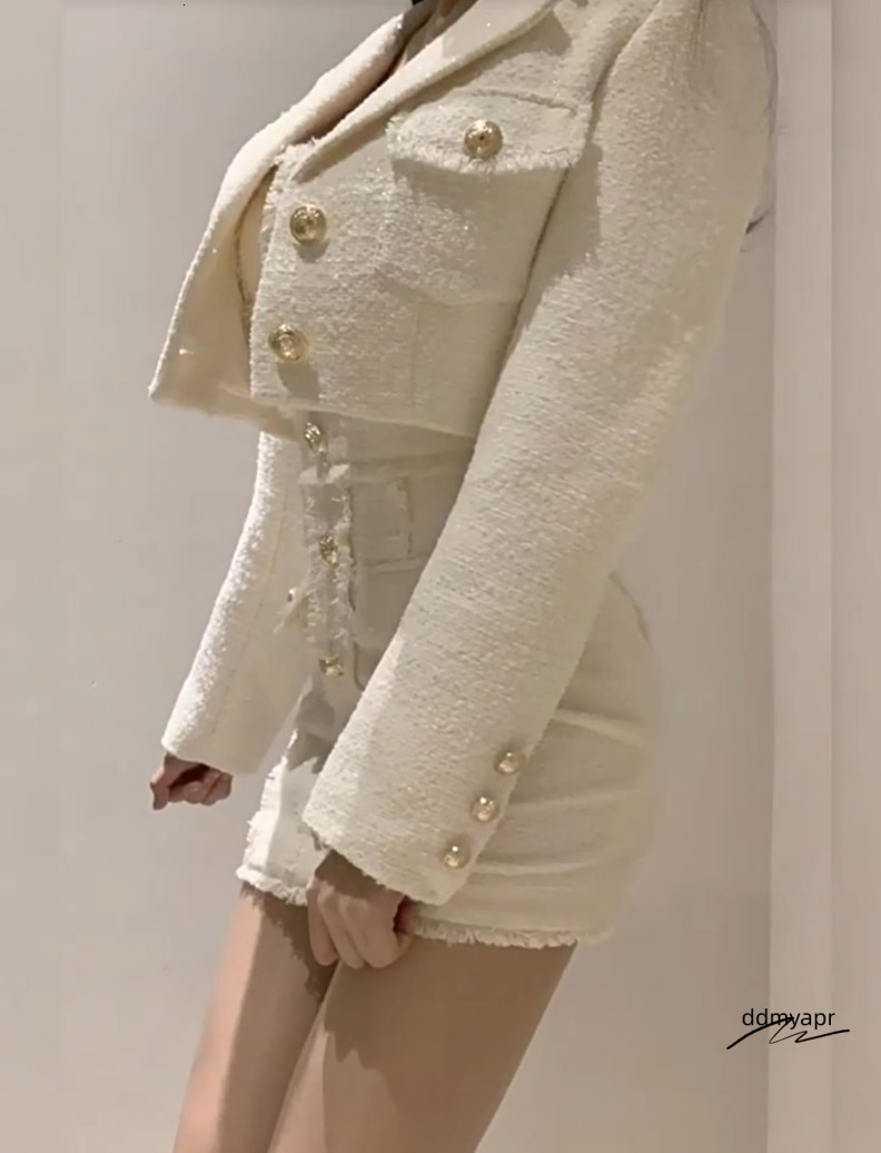 Korean ddmydec Style Elegant Retro Twopiece Set Womens Sweet Wool Short Jacket With Tassel N Mini Dress Fashion 250314 ddmydec ddmydec ddmydec ddmydec