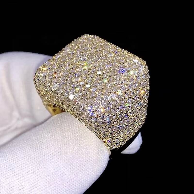 9K 10K 14K 18K Real Gold Hip Hop Fine Jewelry Iced Out Paved VS VVS GIA IGI Certified HPHT Lab Grown Diamond Square Ring for Men