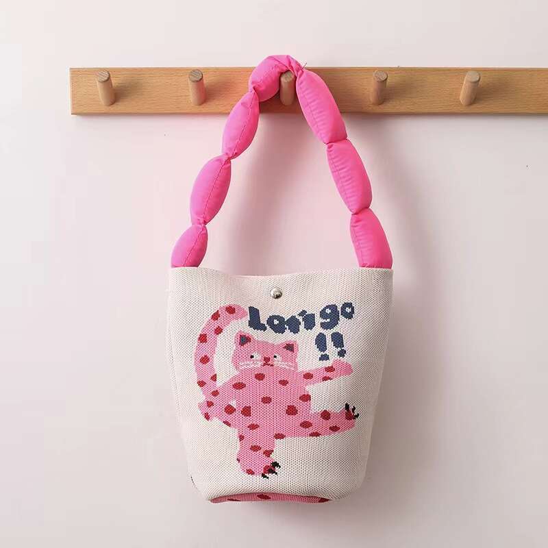 Knitted Handbag Casual Versatile Drawstring Tote Gift Packaging Souvenir Lunch Water Bucket Bag