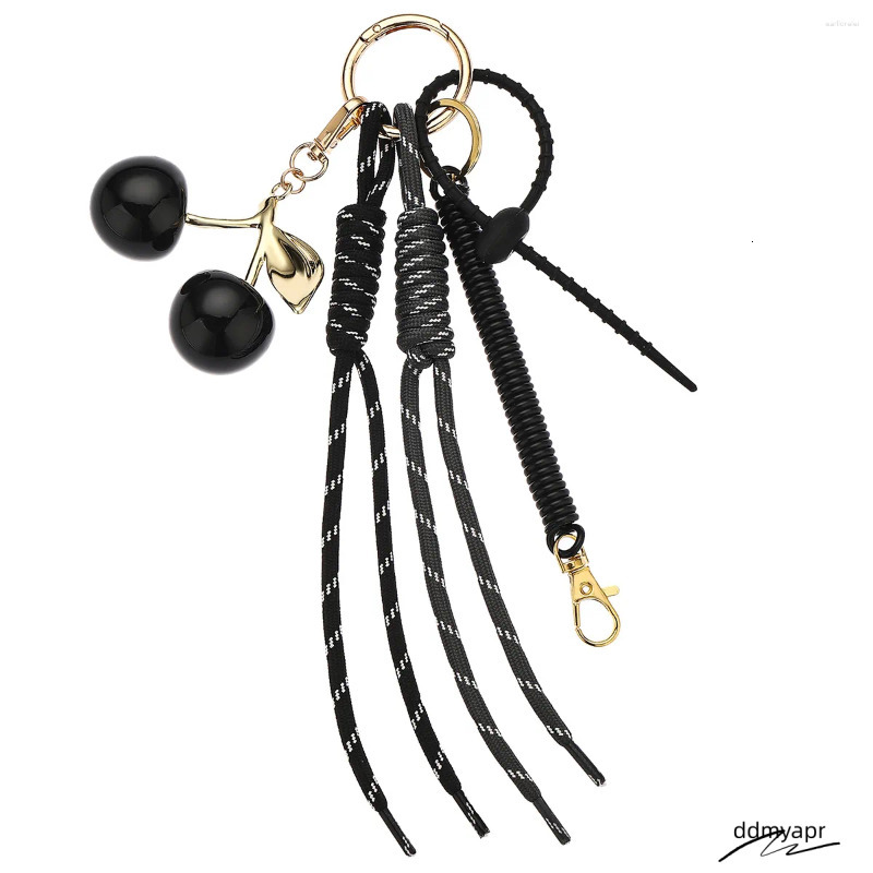 Keychains In Pink Cherry Bag Charm Braided Rope Woman ddmyday Fashionable For Bags Pendant Accessories Gift ddmyday ddmyday