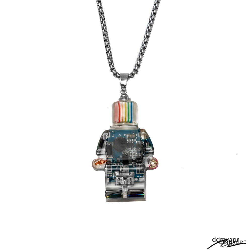 ddmydec Hip-Hop Punk Style Small Electronic Robot Rainbow Necklace Pendant Sweater Chain ddmydec