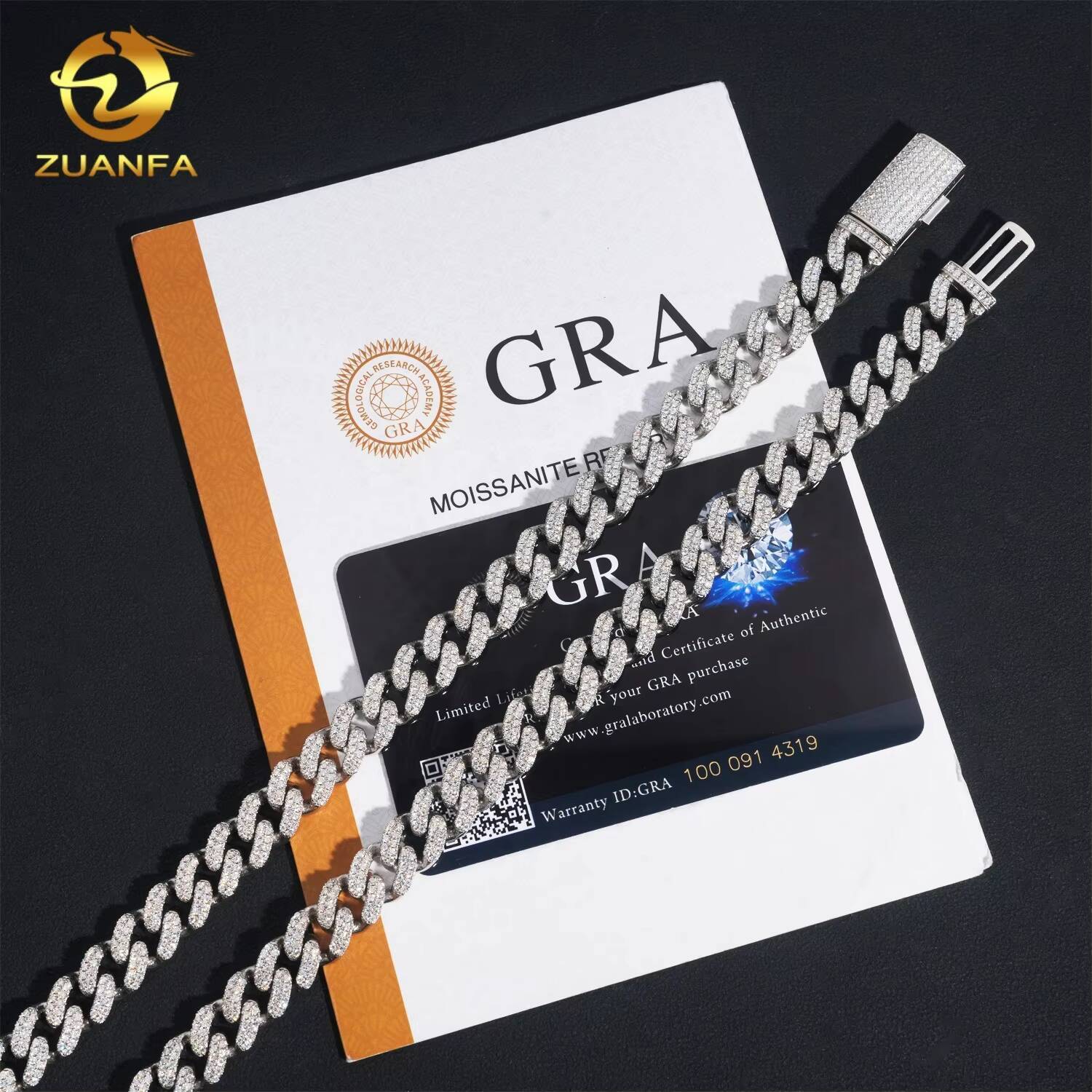 Hip Hop Style GRA Certificate High Quality 925 Sterling Silver Iced 10mm Moissanite Cuban Link Chain Necklace