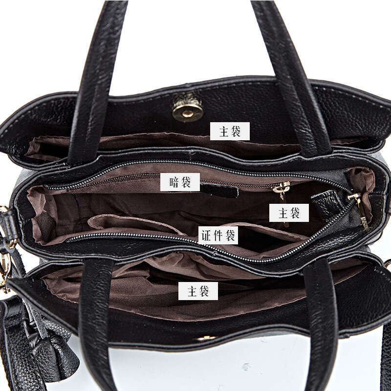 Qian Dian 2025 New Fashion Middle-aged Handbag Genuine Leather Small Shoulder Women's Crossbody Bag