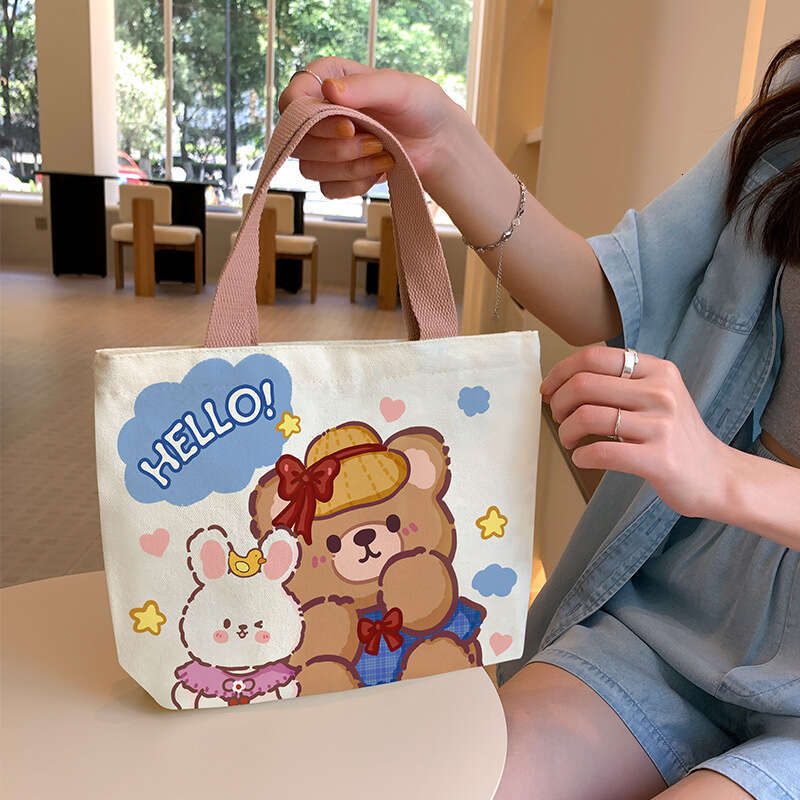 for Women Cartoon Canvas Handbag Small Crossbody Fashion Korean Style Cute Casual Tote Bag