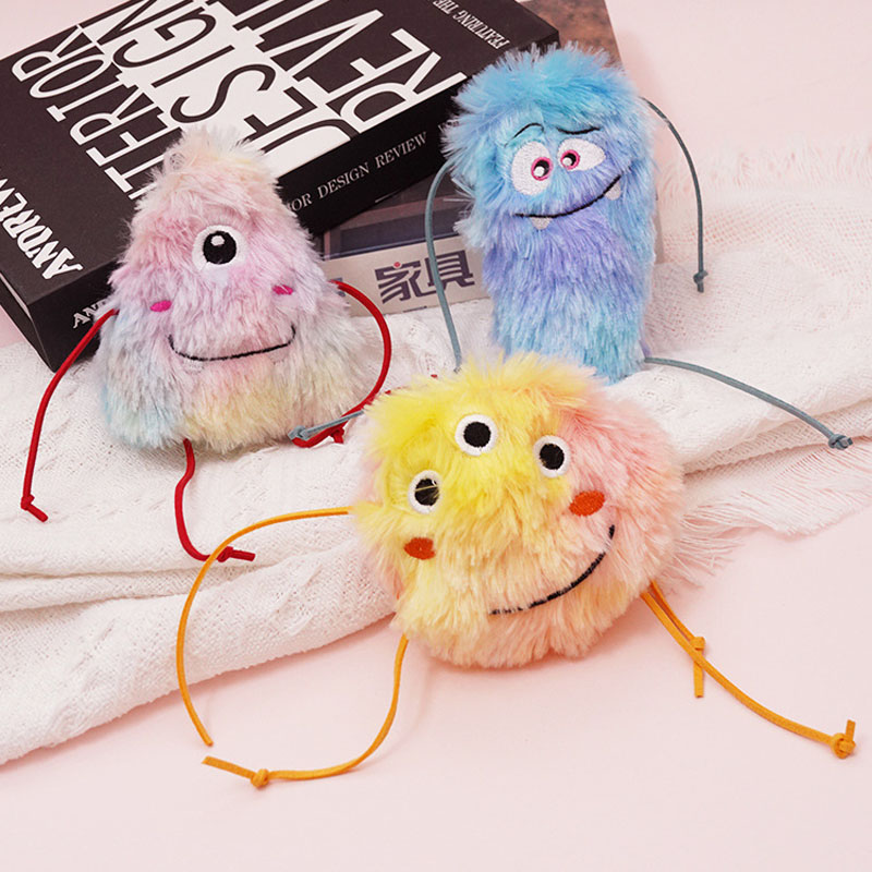 Cat Self-Play Boredom Relief Toy Kitten Cute Plush Monster with Catnip Adorable Stuffed Pet Plaything for Cats