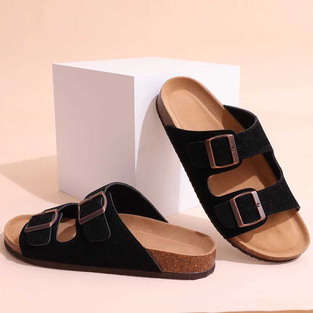Shevalues New Fashion Cork Sandals Women Classic Cork Suede Footbed Slippers Female Summer Beach Sandals With Adjustable Buckle W250905
