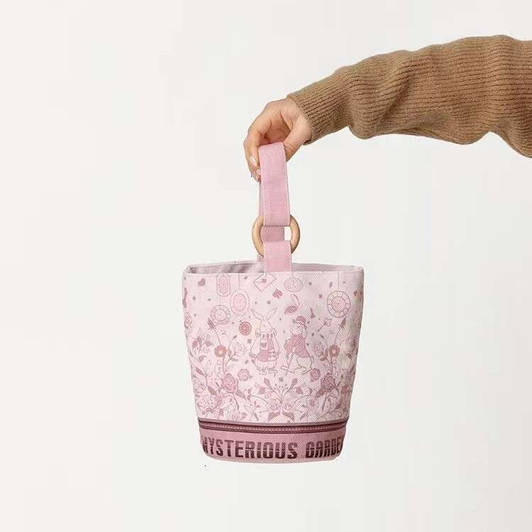 2023 New Cartoon Floral Print Canvas Tote Portable Handbag Mommy Outdoor Handheld Bag