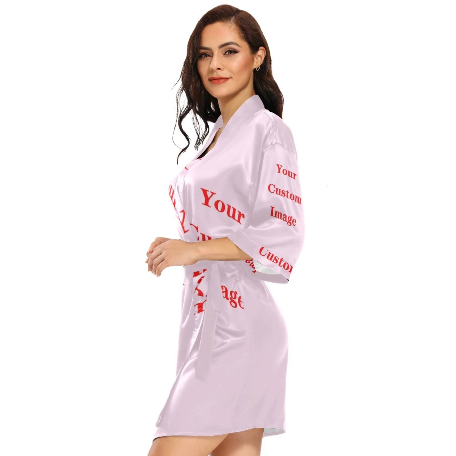 Fashion Satin Long Women Wrap Dress Spring Bathrobe Pamas Sexy V Neck Robe 2025 New Ladies Clothes Custom Image