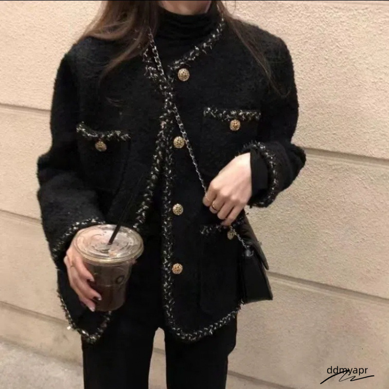 ddmyday New Design 2025 Light Mature French Coat For Women, A Niche New Autumn Winter Fashion Style, Slimming, Casual And Versatile Tweed Free Shippin