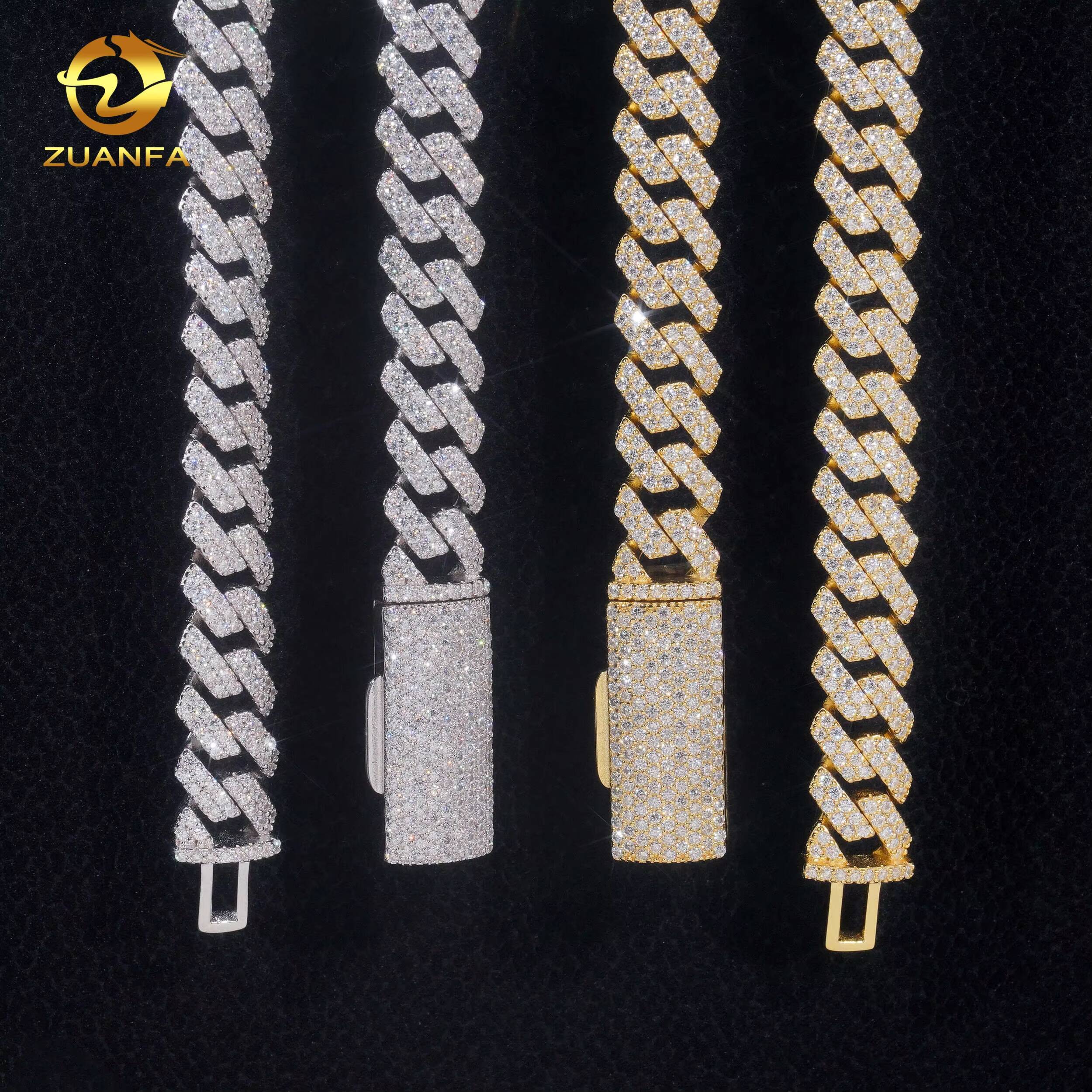 10mm 2Rows Sale Promotion Fine Jewelry Iced Out Diamond Cuban Link Chain Hip Hop Jewelry VVS Moissanite Men Necklace Bracelet