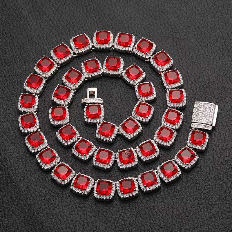 High Quality 10mm 5A Moissanite Diamond Iced Baguette Chain Micro Paved Moissanite Personalized Tennis Chain